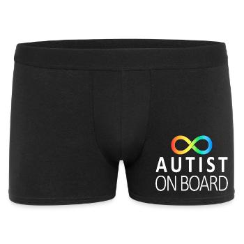 Autist on Board: Neurodiversitäts-Aufkleber - Männer Boxer Shorts - Schwarz - Vorne