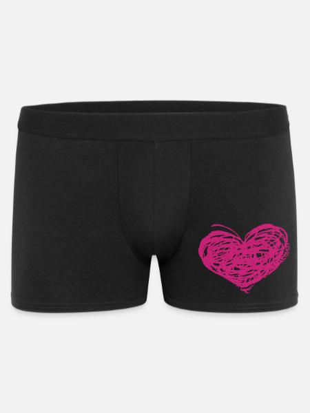 Rosa Herz-Scribble Kunst - Männer Boxer Shorts - Schwarz