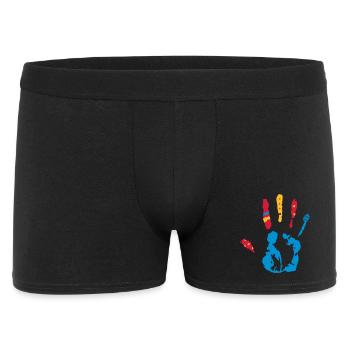 bunter Handabdruck mit verschiedene Formen - Männer Boxer Shorts - Schwarz - Vorne