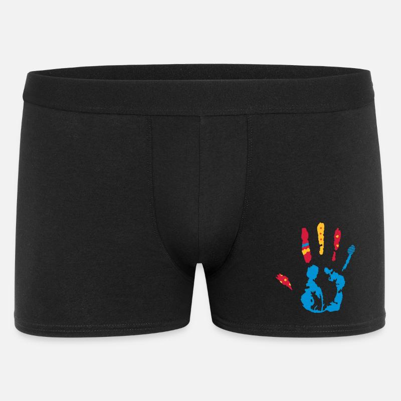 bunter Handabdruck mit verschiedene Formen - Männer Boxer Shorts - Schwarz