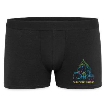 Kaiserstadt Aachen, Handzeichnung Ponttor - Männer Boxer Shorts - Schwarz - Vorne
