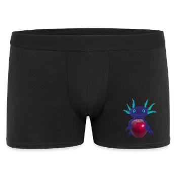 Blue Axolotl with Red Apple, Hand Drawing - Men's Boxer Shorts - black - Front