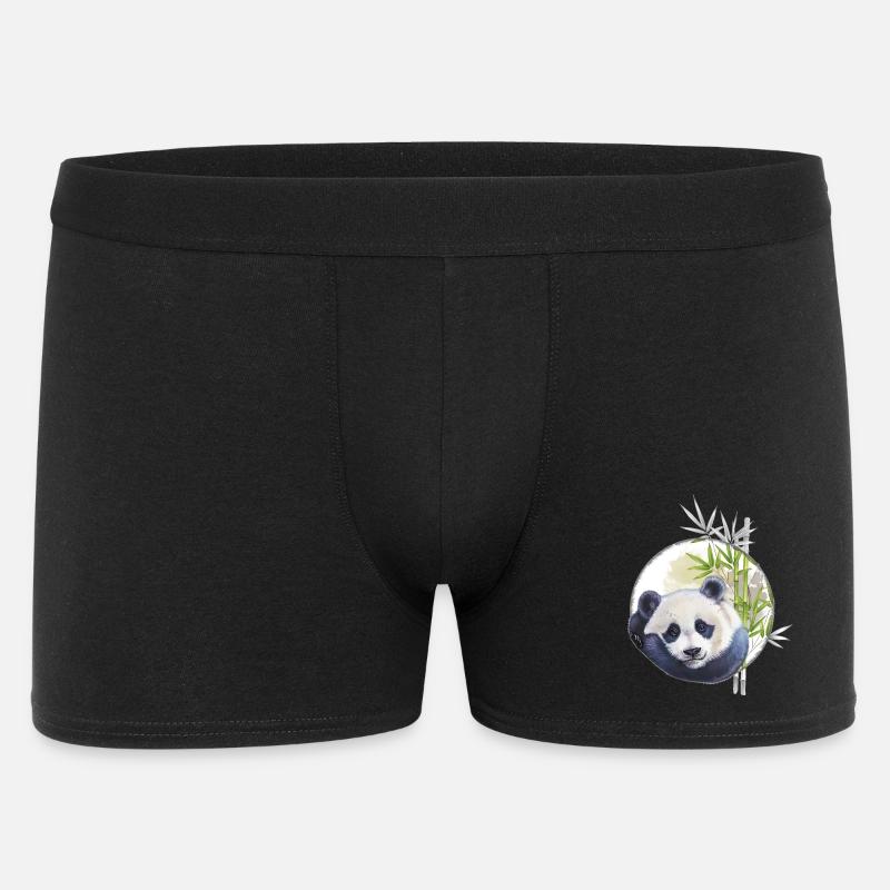 Süßer Panda Bär mit Bambus - Männer Boxer Shorts - Schwarz