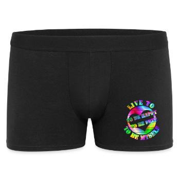 Leben Glücklich Frei Regenbogen Herz - Männer Boxer Shorts - Schwarz - Vorne