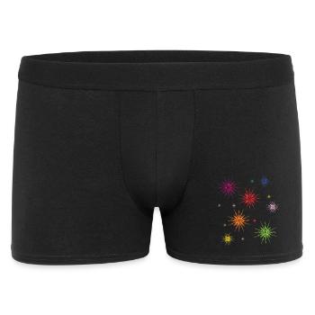 bunte Sterne am Sternenhimmel - Männer Boxer Shorts - Schwarz - Vorne