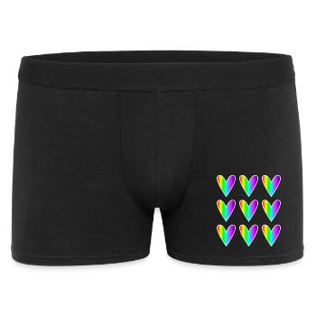 HERZ. HERZ. HEILIGER VALENTINSTAG. LIEBE. LIEBE. WEIHNACHTEN - Männer Boxer Shorts - Schwarz - Vorne