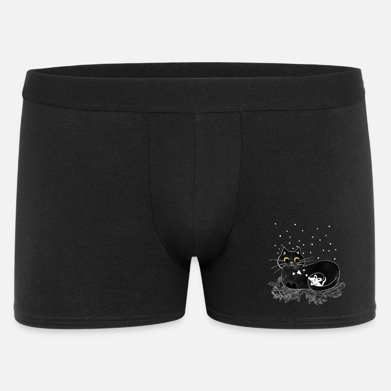 Katze Maus Winter Illustration - Männer Boxer Shorts - Schwarz