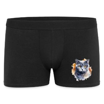 Tête de chat British Shorthair - Boxer Homme - noir - Devant