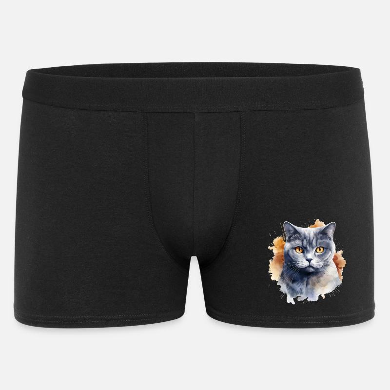 Katze Kopf Britisch Kurzhaar - Männer Boxer Shorts - Schwarz