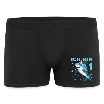 Lustig Hai 1 Geburtstag Haie 1 Kindergeburtstag - Männer Boxer Shorts - Schwarz - Vorne
