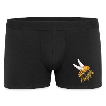yellow Happy lettering with hand-drawn bee - Men's Boxer Shorts - black - Front