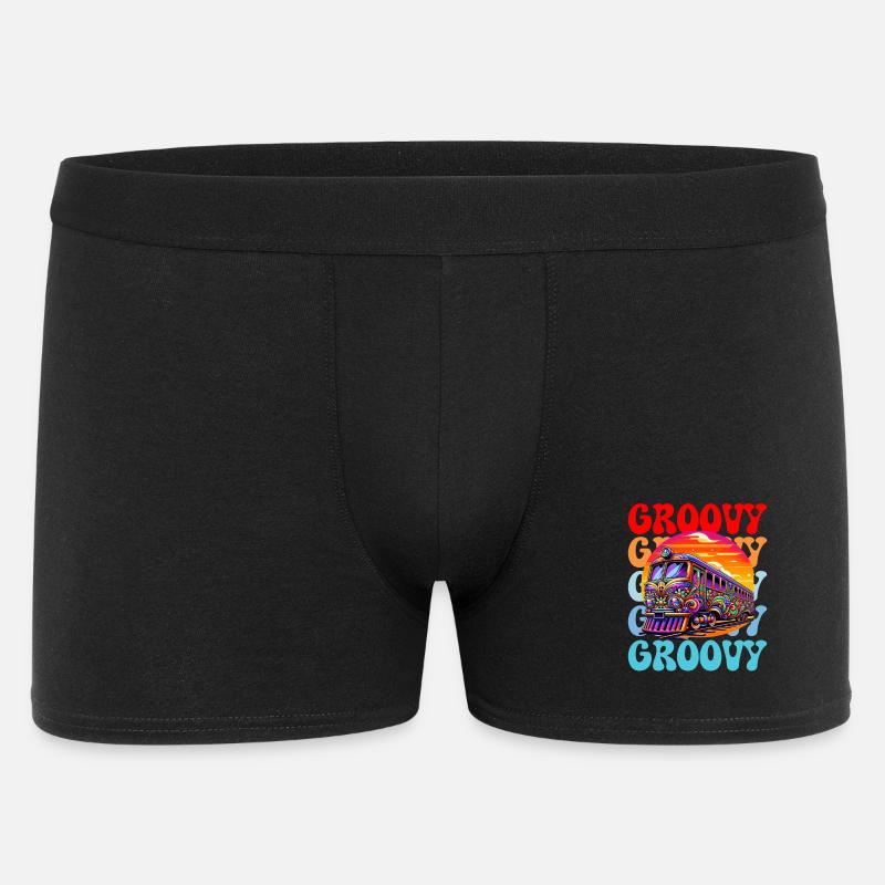 Groovy Psychedelischer Bus - Männer Boxer Shorts - Schwarz