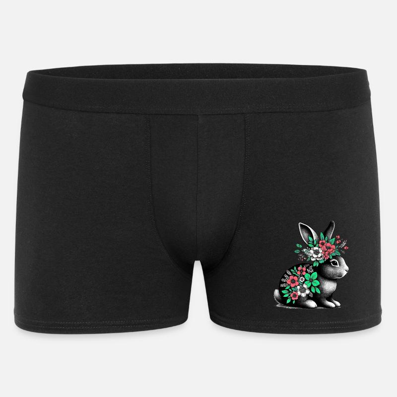 Lapin aux fleurs - Boxer Homme - noir