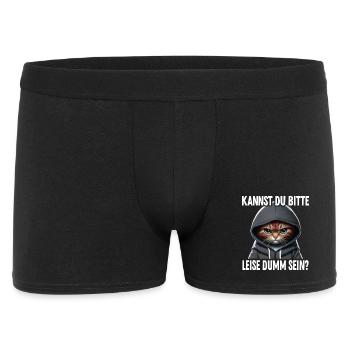 Spruch Lustig Katze Kannst du leise dumm sein? - Männer Boxer Shorts - Schwarz - Vorne