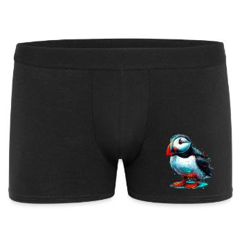 Papageitaucher - Männer Boxer Shorts - Schwarz - Vorne