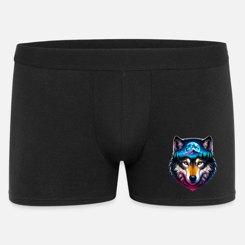 Wolf - Männer Boxer Shorts - Schwarz