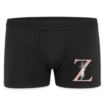 Z Monogram, Floral, Personnalisable - Boxer Homme - noir - Devant