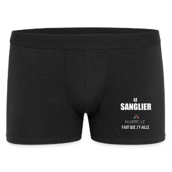Sanglier Chasseur Chasse Homme Cadeau Humour Fusil - Boxer Homme - noir - Devant