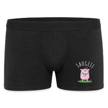 Sauguat Saugeil Dialekt Spruch Schweinchen - Männer Boxer Shorts - Schwarz - Vorne