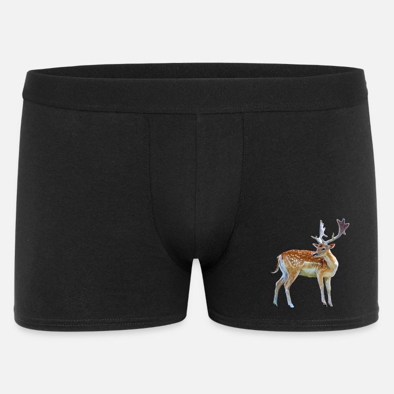 Cerf aquarelle avec bois - Boxer Homme - noir