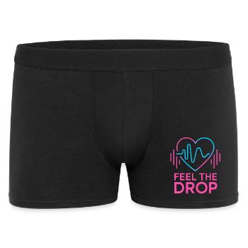 FEEL THE DROP Herz Neon EDM Party Elektro - Männer Boxer Shorts - Schwarz - Vorne