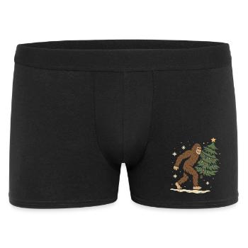 Le Bigfoot de Noël apporte le sapin de Noël - Boxer Homme - noir - Devant