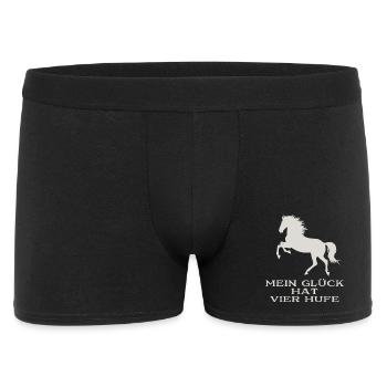 Mein Glück hat vier Hufe - Männer Boxer Shorts - Schwarz - Vorne