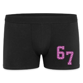 6 7 – Trendy minimalist text design, - Men's Boxer Shorts - black - Front