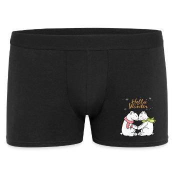 Hello Winter  - Männer Boxer Shorts - Schwarz - Vorne