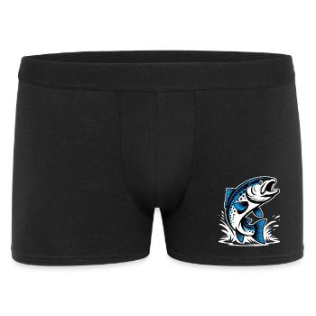 Springende Forelle - Männer Boxer Shorts - Schwarz - Vorne