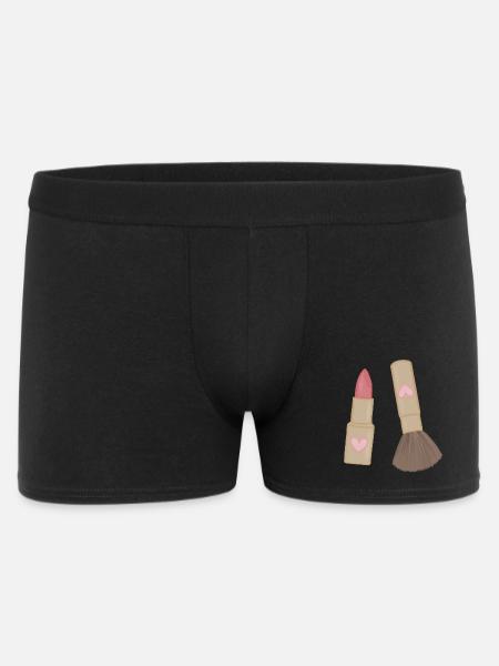 Heart Lip Lipstick & Brush Charm - Men's Boxer Shorts - black