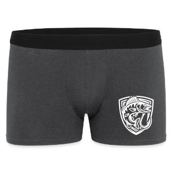 Blason de pêche au brochet - Boxer Homme - charbon - Devant