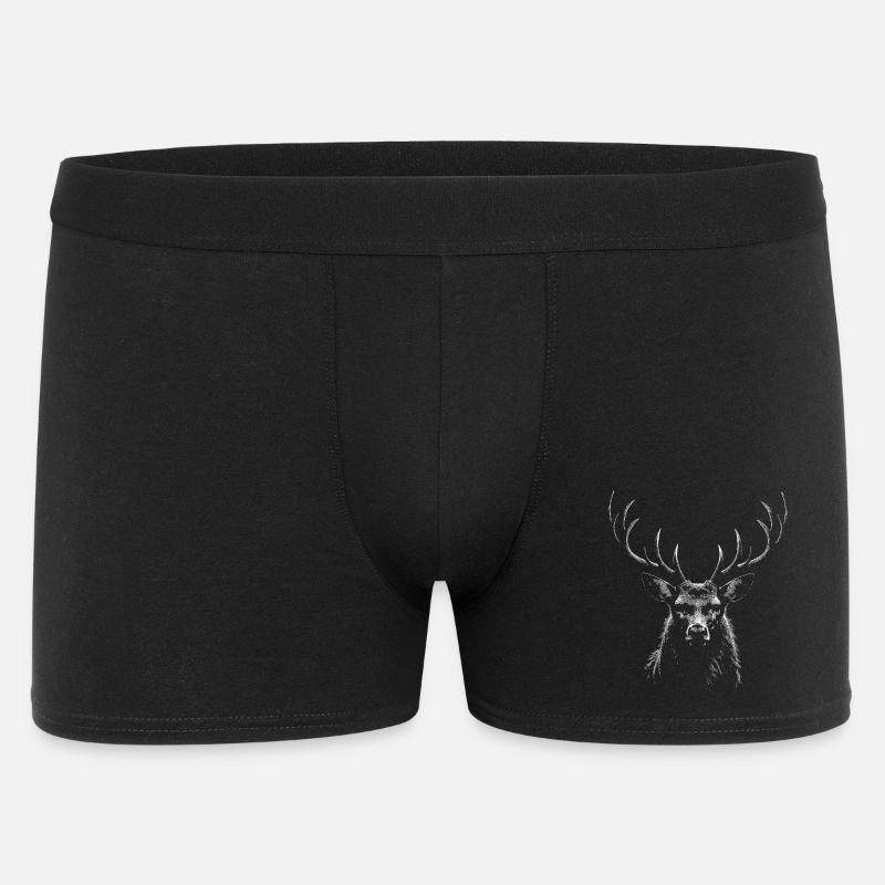  Hirsch - Männer Boxer Shorts - Schwarz