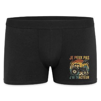 Je peux pas j'ai tracteur - Humour Champêtre - Boxer Homme - noir - Devant