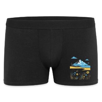Mountain landscape with flowering meadows - Men's Boxer Shorts - black - Front