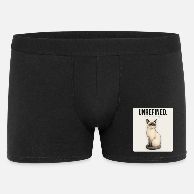 UNREFINED Sarcastic Cat Design - Männer Boxer Shorts - Schwarz