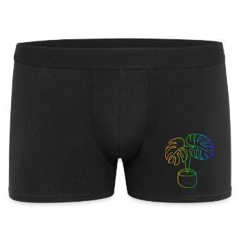 Monstera Regenbogen - Männer Boxer Shorts - Schwarz - Vorne