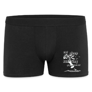 Eat Sleep Surfen Wiederholen – Kitewave - Männer Boxer Shorts - Schwarz - Vorne