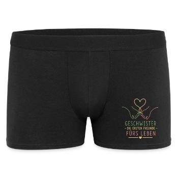 Geschwister Die Ersten Freunde - Männer Boxer Shorts - Schwarz - Vorne