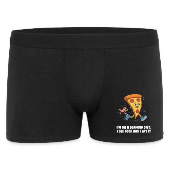 Seafood Diet Wortwitz mit Pizza und Garnele - Männer Boxer Shorts - Schwarz - Vorne