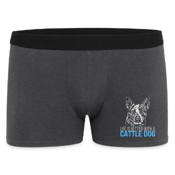 CATTLE DOG life is better Wilsigns Hunde - Männer Boxer Shorts - Anthrazit - Vorne
