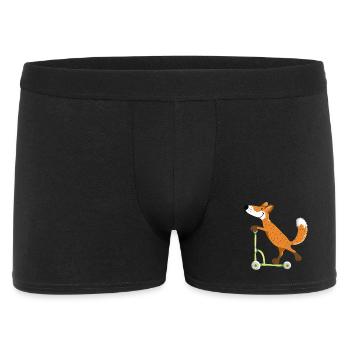 Kleiner Fuchs auf seinem grünen Roller - Kinder - Männer Boxer Shorts - Schwarz - Vorne
