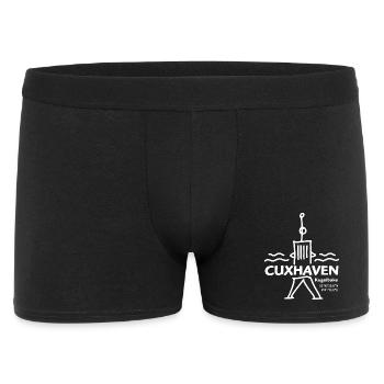 CUXHAVEN Kugelbake (weiß) mit Koordinaten - Männer Boxer Shorts - Schwarz - Vorne