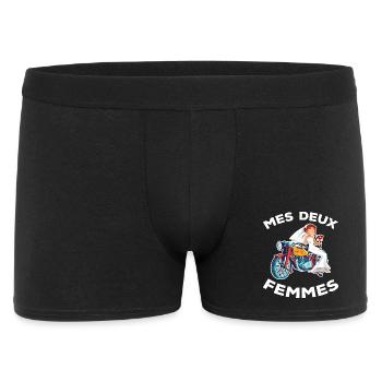 Mes deux femmes Humour moto Motard Cadeau Mariage - Boxer Homme - noir - Devant
