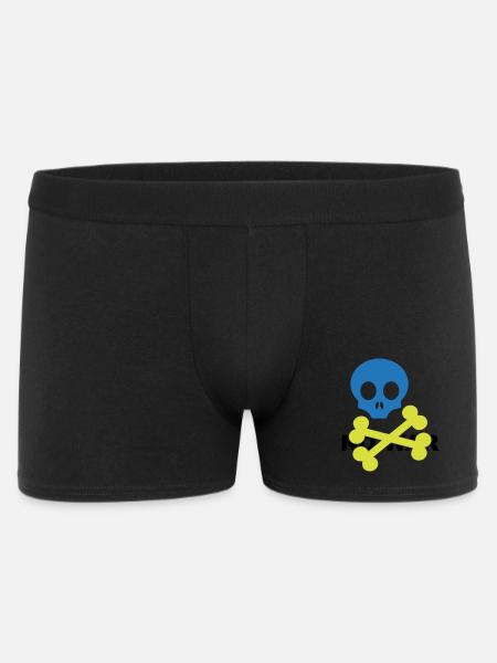 Neon Blue Skull and Crossbones - Men's Boxer Shorts - black