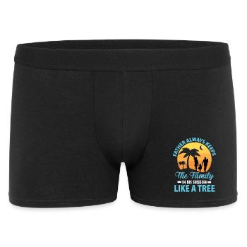 Vater hält Familie wie einen Baum - Männer Boxer Shorts - Schwarz - Vorne