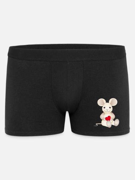 sugar-sweet mouse with a heart for Valentine's Day - Men's Boxer Shorts - black