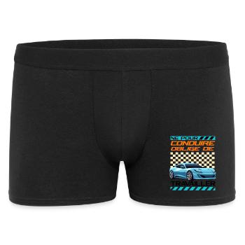 Voiture sportive néon rétro racing - Boxer Homme - noir - Devant
