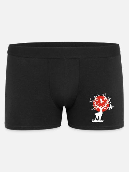 Der weiße Hirsch und die rote Sonne - Männer Boxer Shorts - Schwarz