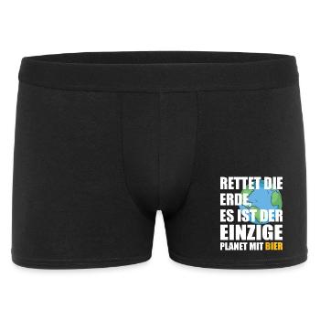 Bier Planet Retten - Männer Boxer Shorts - Schwarz - Vorne